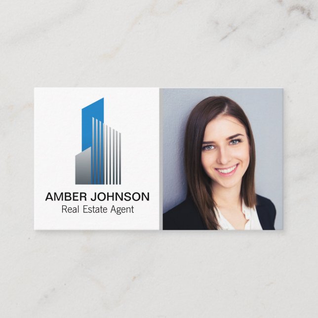 Tarjeta De Visita Agente inmobiliario | Logotipo de construcción (Anverso)