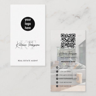 Tarjeta De Visita Agente Inmobiliario Marketing Realtor Código QR Lo