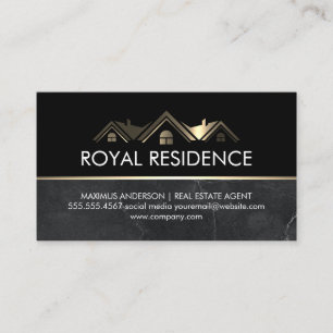Tarjeta De Visita Agente inmobiliario   Mármol de oro metálico