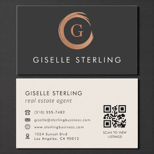 Tarjeta De Visita Agente inmobiliario minimalista código QR