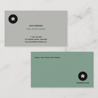 Tarjeta De Visita Agente inmobiliario minimalista moderno Verde Salv