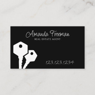 Tarjeta De Visita Agente inmobiliario moderno Black & White Keys
