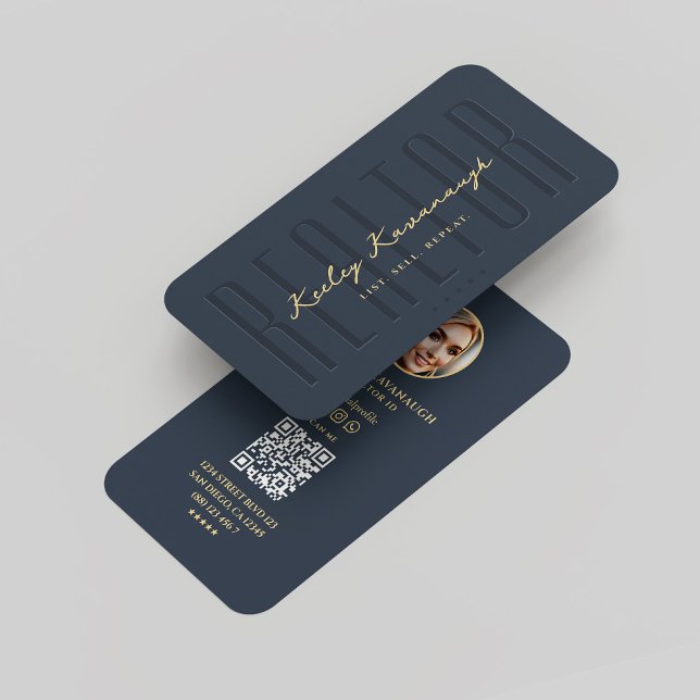 Tarjeta De Visita Agente Inmobiliario Moderno Realtor Foto Azul (Modern Realtor Real Estate Agent Photo Blue Business Card
)