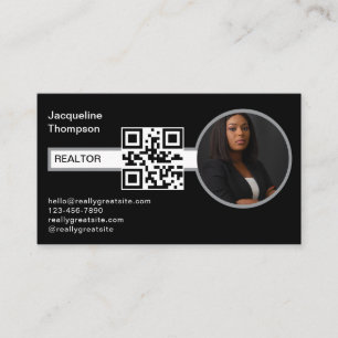 Tarjeta De Visita Agente Inmobiliario Moderno Realtor Foto Código QR