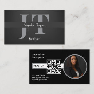 Tarjeta De Visita Agente Inmobiliario Moderno Realtor Foto Código QR