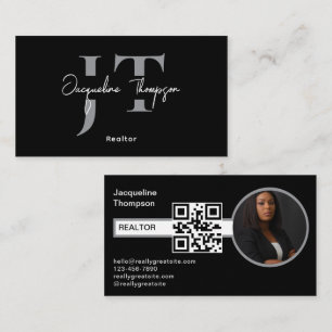 Tarjeta De Visita Agente Inmobiliario Moderno Realtor Foto Código QR