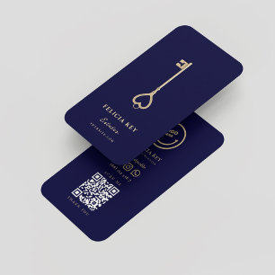 Tarjeta De Visita Agente inmobiliario moderno Realtor Midnight Blue