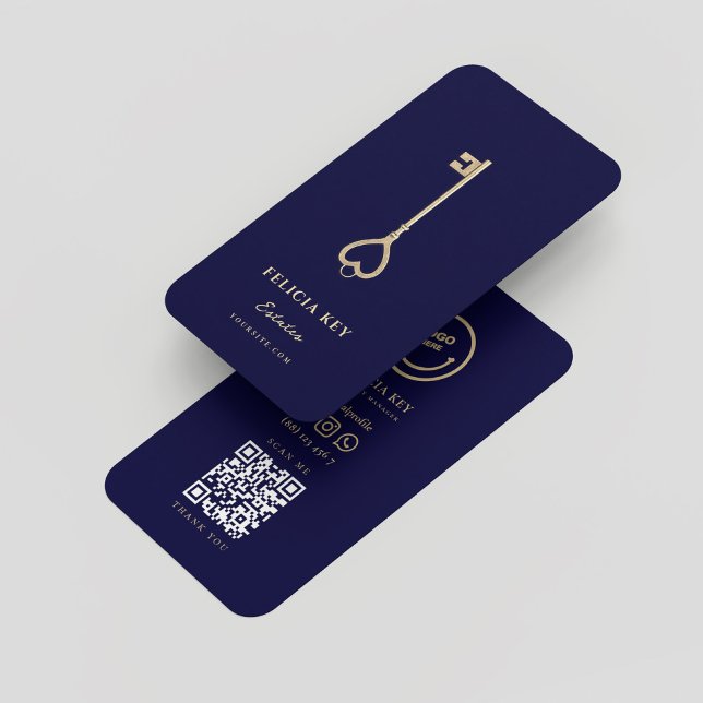 Tarjeta De Visita Agente inmobiliario moderno Realtor Midnight Blue (Modern Realtor Real Estate Agent Midnight Blue Business Card)