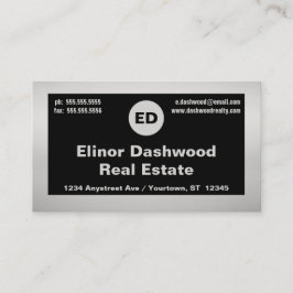 Tarjeta De Visita Agente inmobiliario negro y plateado