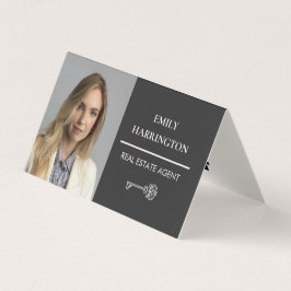 Tarjeta De Visita Agente Inmobiliario Neutral Código QR Clave Clásic