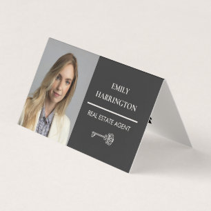 Tarjeta De Visita Agente Inmobiliario Neutral Código QR Clave Clásic