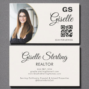 Tarjeta De Visita Agente inmobiliario Neutral QR Code Photo