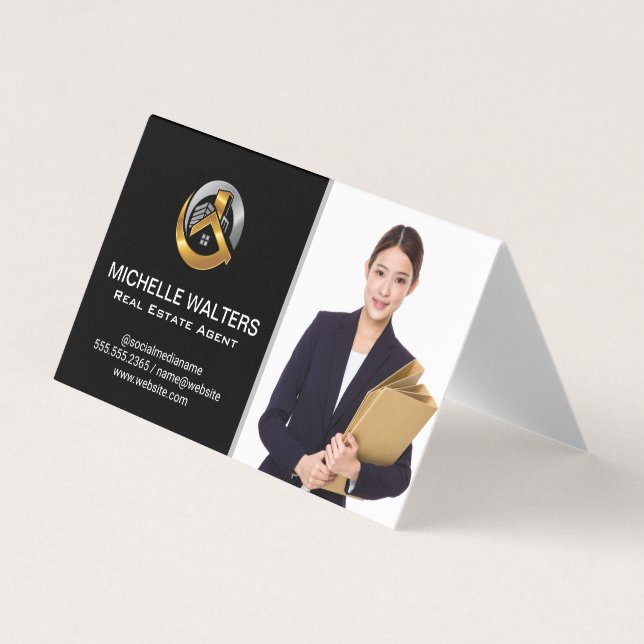 Tarjeta De Visita Agente inmobiliario | Personalizado Agent Picture  (Anverso)