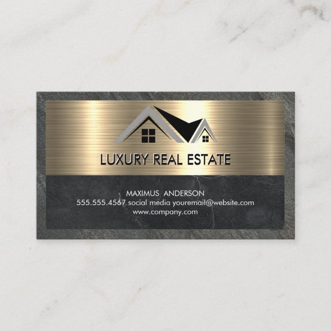 Tarjeta De Visita Agente inmobiliario | Placa metálica de mármol de  (Anverso)