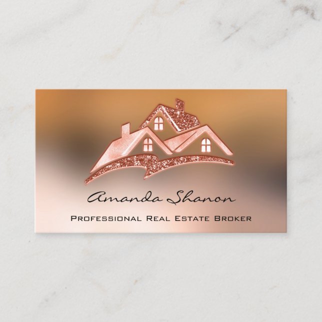 Tarjeta De Visita Agente Inmobiliario Profesional Broker Ombre House (Anverso)