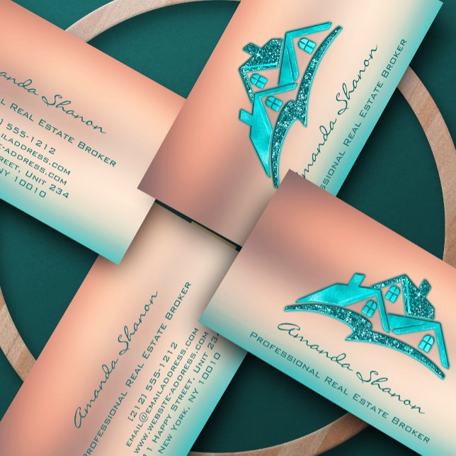 Tarjeta De Visita Agente inmobiliario profesional casa azul (Subido por el creador)