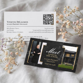 Tarjeta De Visita Agente Inmobiliario Profesional Negro de Lujo Foto