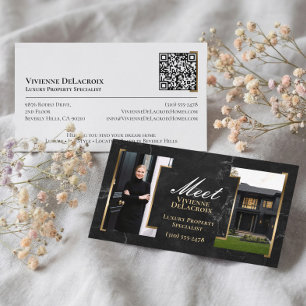 Tarjeta De Visita Agente Inmobiliario Profesional Negro de Lujo Foto