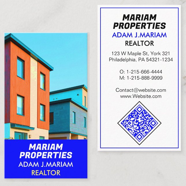 Tarjeta De Visita Agente Inmobiliario Profesional (QR Photo) Realtor (make double sided realtor business card)