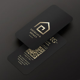 Tarjeta De Visita Agente Inmobiliario Realtor Black Faux Gold House
