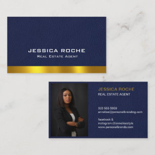 Tarjeta De Visita Agente inmobiliario Realtor Blue & Gold Personaliz