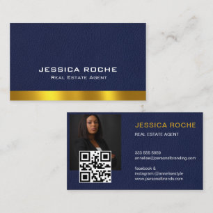 Tarjeta De Visita Agente inmobiliario Realtor Blue & Gold Personaliz