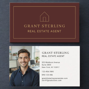 Tarjeta De Visita Agente Inmobiliario Realtor Burgundy Mínimo Foto