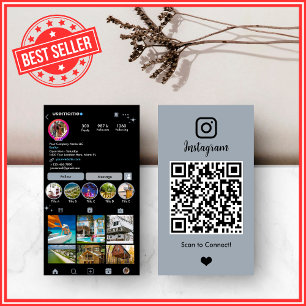 Tarjeta De Visita Agente Inmobiliario Realtor Instagram QR Azul Polv