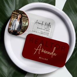 Tarjeta De Visita Agente Inmobiliario Red and Gold Realtor