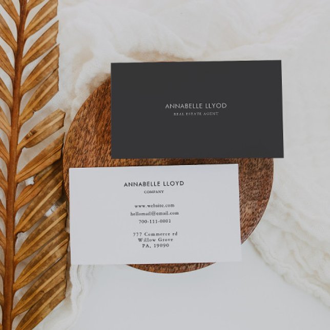 Tarjeta De Visita Agente Inmobiliario Retro Blanco Gris (Subido por el creador)