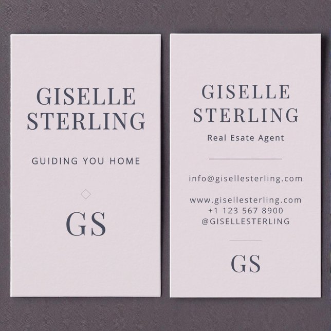 Tarjeta De Visita Agente inmobiliario Rosa Monograma púrpura de cuar (Subido por el creador)