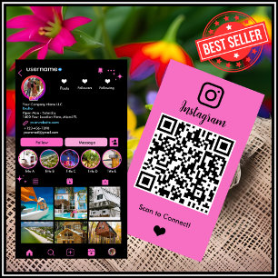 Tarjeta De Visita Agente Inmobiliario Rosa Sonrojo Instagram QR Bien
