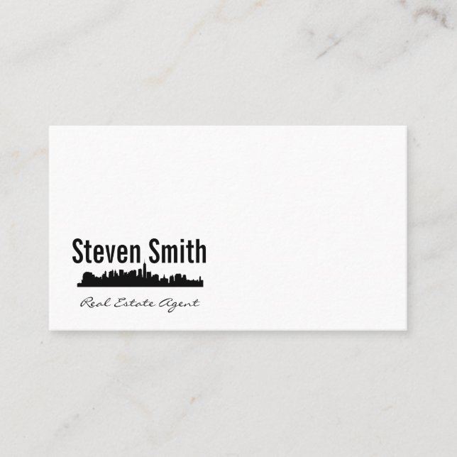 Tarjeta De Visita Agente inmobiliario | Skyline de la ciudad (Anverso)