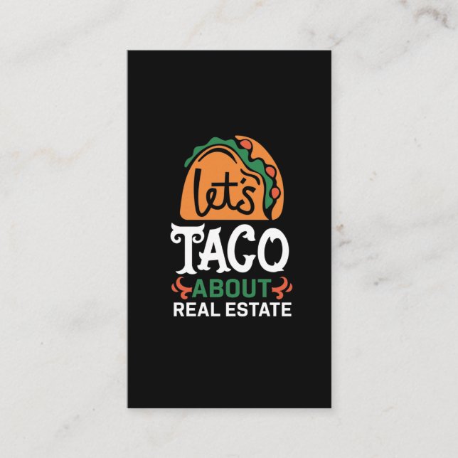 Tarjeta De Visita Agente inmobiliario Taco Lover Cita comida mexican (Anverso)