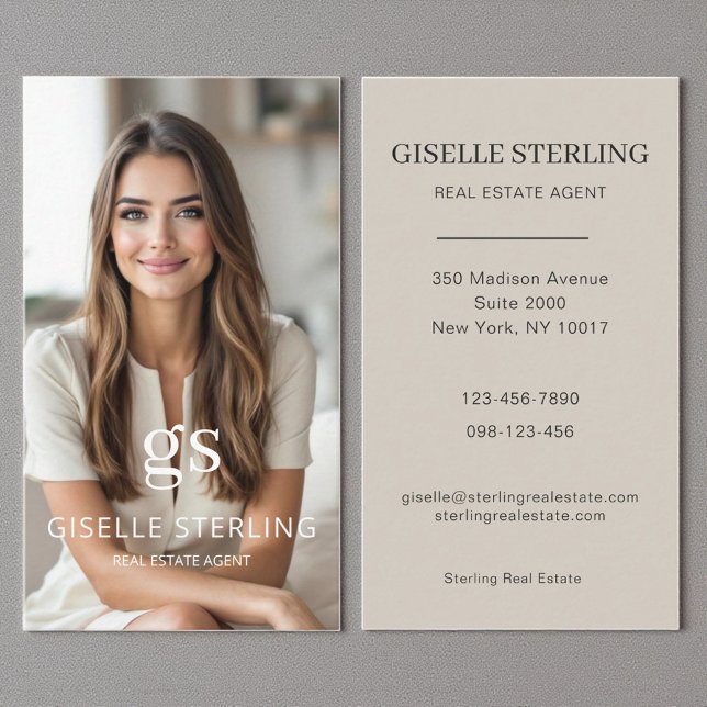 Tarjeta De Visita Agente inmobiliario Taupe Beige Photo Profesional (Subido por el creador)