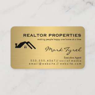 Tarjeta De Visita Agente Metálico de Faux Gold/Real Estate
