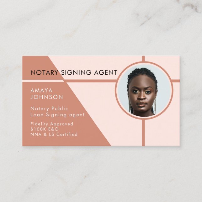 Tarjeta De Visita Agente moderno de firma de notas fotográficas (Anverso)