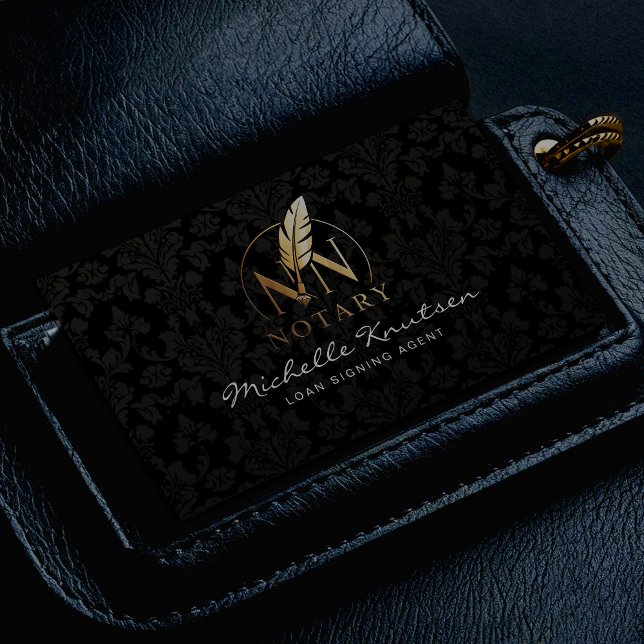 Tarjeta De Visita Agente moderno de firma de préstamos notariales Bl (Subido por el creador)