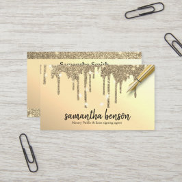 Tarjeta De Visita Agente notarial de las gotas de oro personalizadas