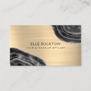 Tarjeta De Visita Ageo Geode Oro Construcción Metalizado Onyx Negro