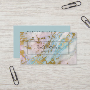 Tarjeta De Visita Agitación de mármol arcoiris dorado azul turquesa