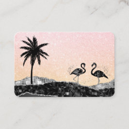 Tarjeta De Visita *~* Agitar Flamingo tropical de palmeras de crista