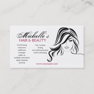 Tarjeta De Visita Agradable chica con el pelo ondulado e ícono de ma