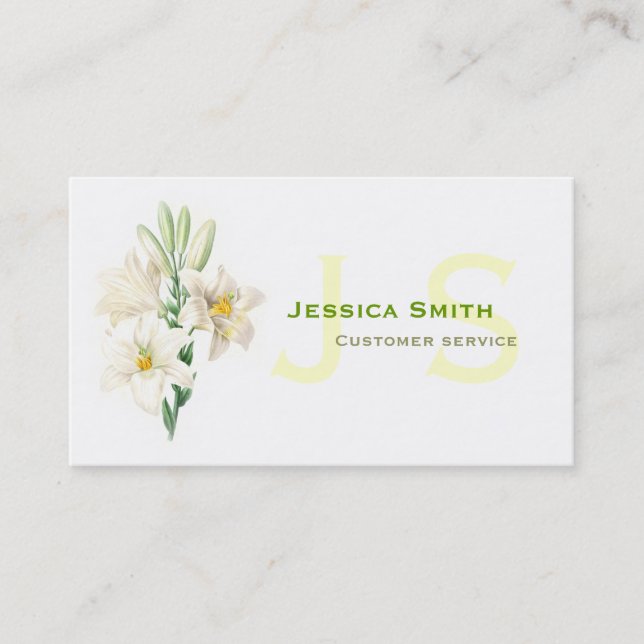 Tarjeta De Visita Agradable, clásico de la cosecha botánica blanca (Anverso)