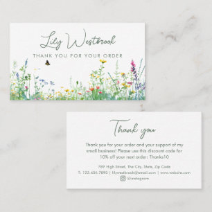 Tarjeta De Visita Agradecimiento Floral Acuarela Elegante de Flor Si