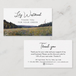 Tarjeta De Visita Agradecimiento Floral Acuarela Elegante de Flor Si