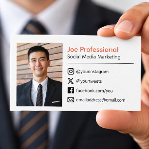 Tarjeta De Visita Agrega tu foto Redes sociales Logotipo