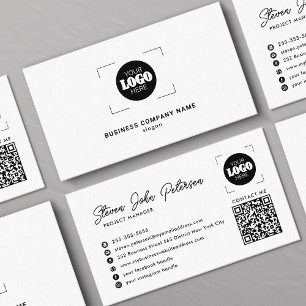 Tarjeta De Visita Agrega tu logo código QR profesional blanco