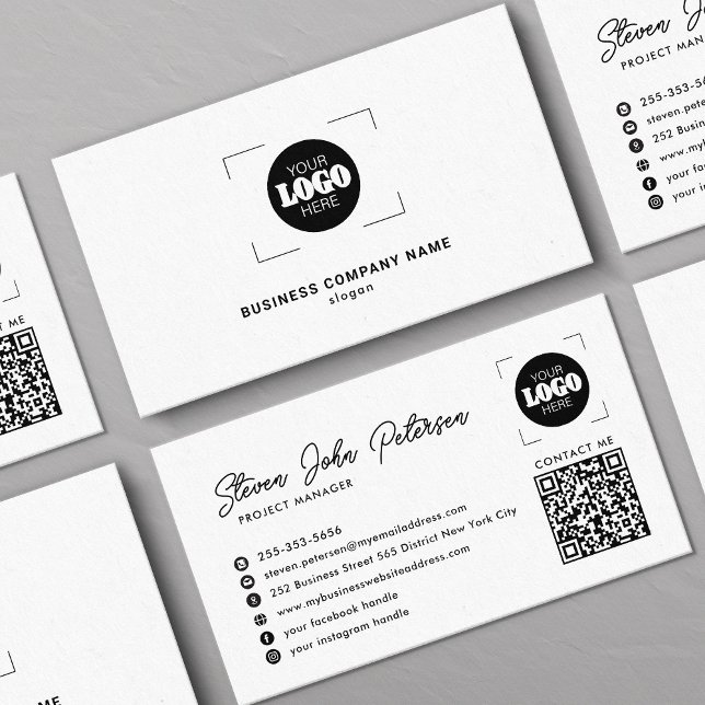 Tarjeta De Visita Agrega tu logo código QR profesional blanco (Subido por el creador)