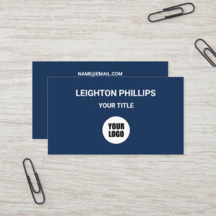 Tarjeta De Visita Agrega tu logotipo personalizado círculo azul oscu
